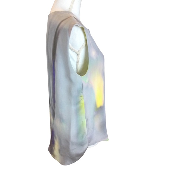 Theyskens’ Theory Watercolor Print Sleeveless Silk Blouse Size Large - Picture 5 of 15